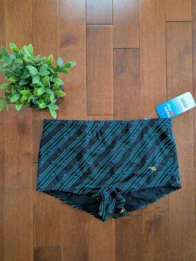 STRIPED PALM TREE PRINT VINTAGE BIKINI SHORTS